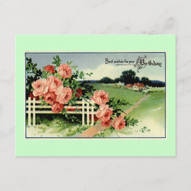 "Best wishes for your Birthday" Vintage Postcard (Front)