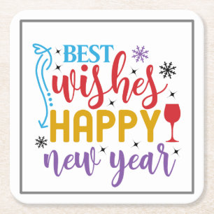 Best Wishes Happy New Year-80967 Paper Coaster