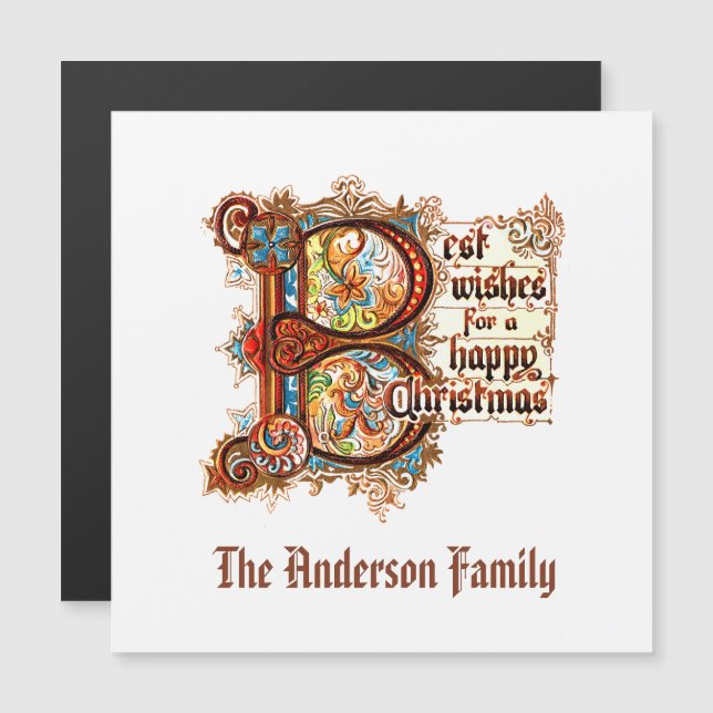 Best Wishes (in Illuminated Letters) for Xmas  (Front/Back)