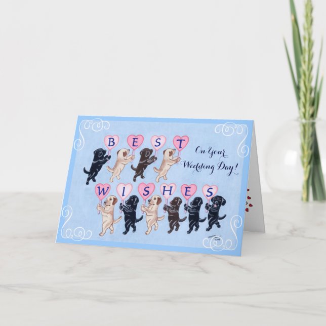 Best Wishes Labradors Wedding Card (Front)