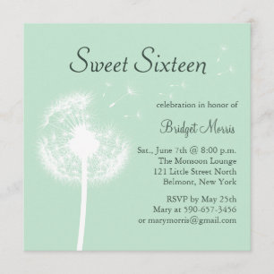 Best Wishes! on Mint Sweet Sixteen Invitation