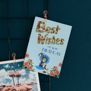Best wishes on your birthday Wildflower floral Postcard