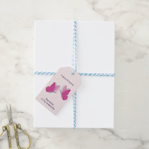 Best Wishes on Your Wedding Day 2 Pink Butterflies Gift Tags