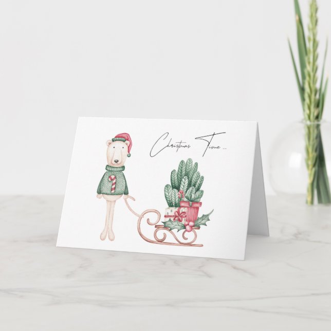  Best Wishes Polar Bear and Pine Boughs Card (Front)