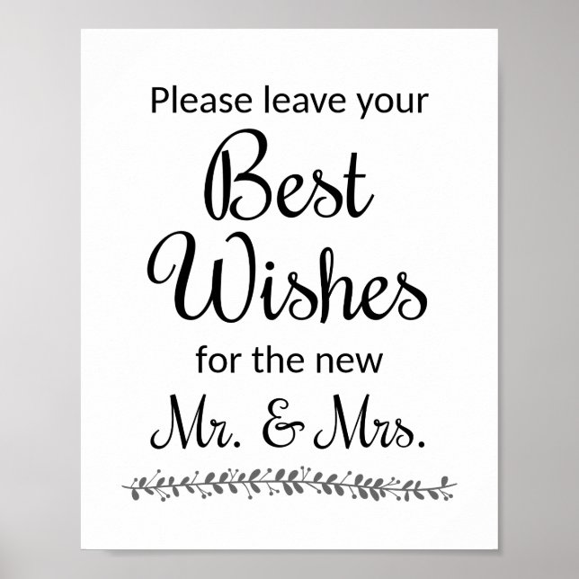 Best Wishes Wedding Guest Book Sign - Rochester (Front)