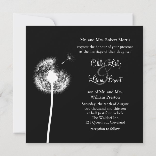 Best Wishes! Wedding Invitation (black) (Front)