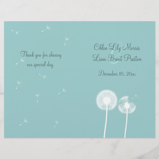 Best Wishes Wedding Program (turquoise) (Front)