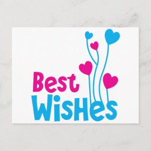 BEST WISHES with love heart balloons Postcard