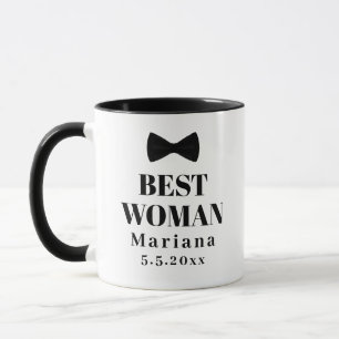 best woman black and white tie bow wedding mug
