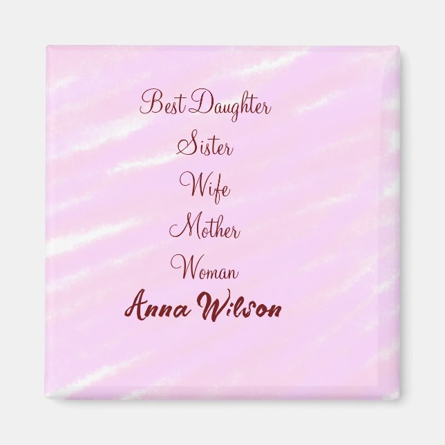 Best woman mum wife daughter add name text female magnet (Front)