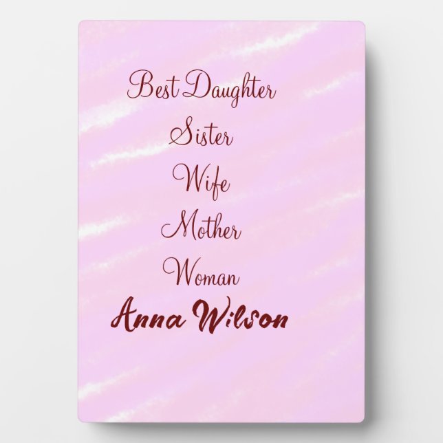 Best woman mum wife daughter add name text female plaque (Front)