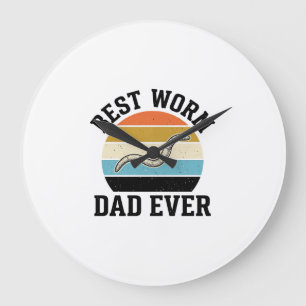 Best Worm Dad Ever Vintage Worm Shirt Design_1 Large Clock