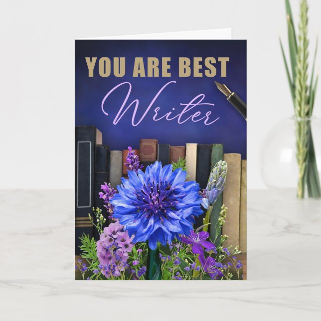 Best Writer Book Theme Greeting Card for an Author (Front)
