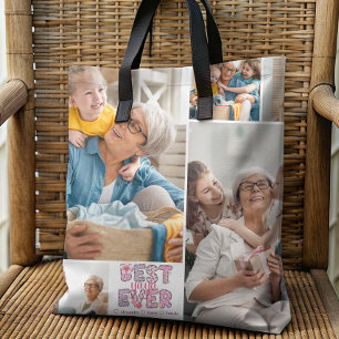 Best Yaya Ever Floral 4 Photo Collage Tote Bag