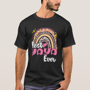 Best Yaya Ever Funny Pink Leopard Rainbow Mothers T-Shirt