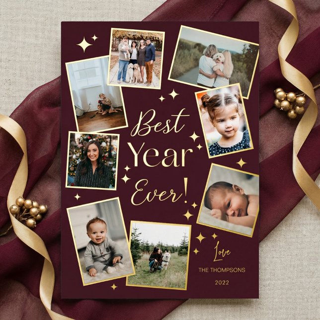 Best Year Ever Family Photo Fun Scrapbook Collage (Best Year Ever Family Photo Fun Scrapbook Collage Foil Holiday Card)