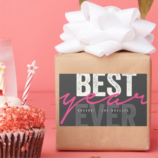 Best Year Ever Handwriting Script Modern Holiday Rectangular Sticker (Party)
