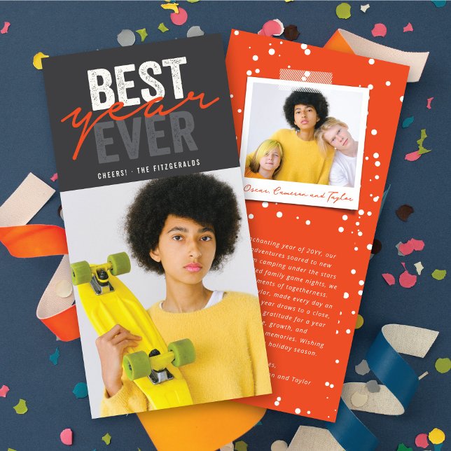 Best Year Ever Handwriting Script Modern Photo Holiday Card (Creator Uploaded)