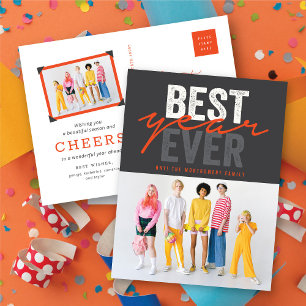 Best Year Ever Handwriting Script Modern Photo Holiday Postcard