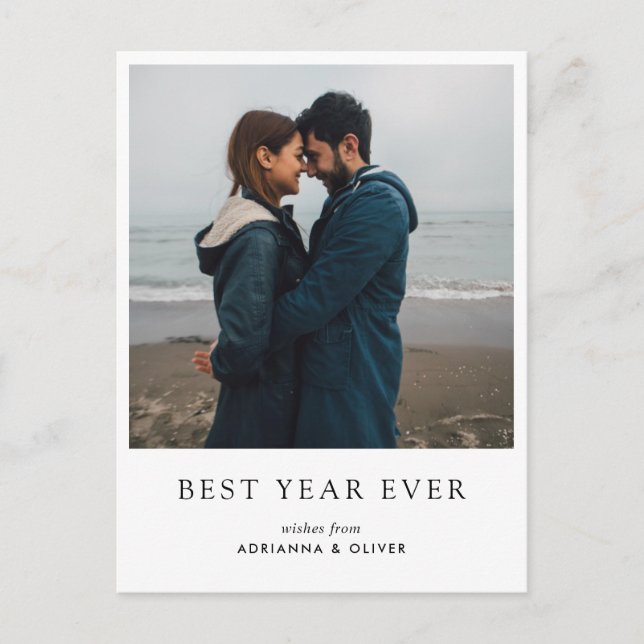 Best Year Ever Modern Script New Year Photo Holiday Postcard (Front)
