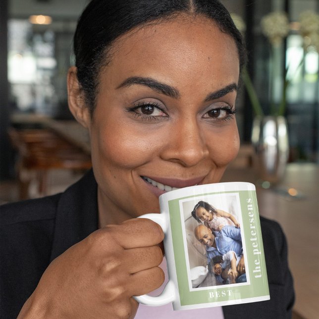 Best Year Ever simple family photo collage sage Coffee Mug (Creator Uploaded)