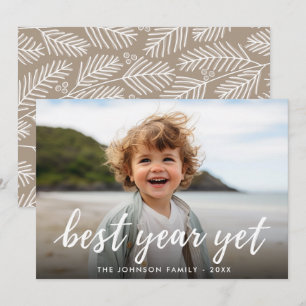 Best Year Yet Calligraphy Photo white type Holiday Card