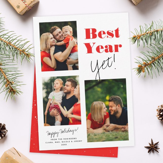 Best Year Yet! Simple Family Photo Collage Holiday Card (Creator Uploaded)