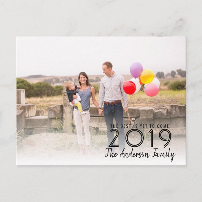 Best Yet to Come 2019 Happy New Year Script Photo Postcard (Front)