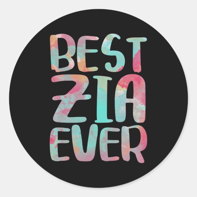 Best Zia Ever Italian Auntie Gif Classic Round Sticker (Front)