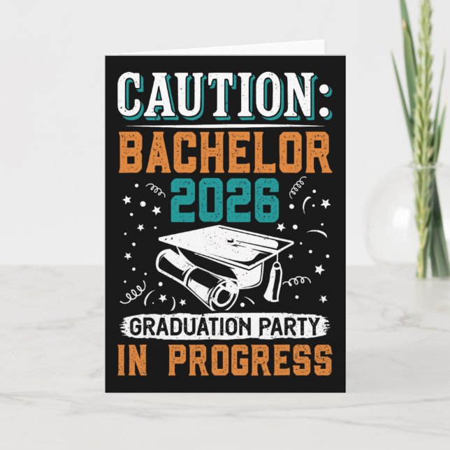 Bestanden Caution Chelor 2026 Graduation Party Gra Card (Front)