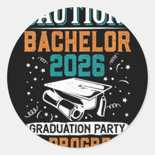 Bestanden Caution Chelor 2026 Graduation Party Gra Classic Round Sticker