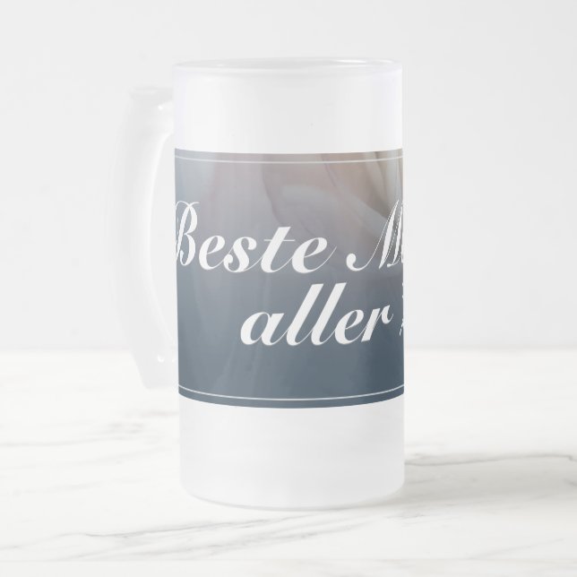 Beste Mutter aller Zeiten mit großer rosa Rose Frosted Glass Beer Mug (Front Left)