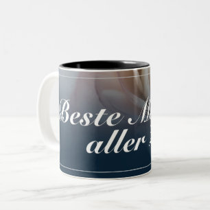 Beste Mutter aller Zeiten mit großer rosa Rose Two-Tone Coffee Mug