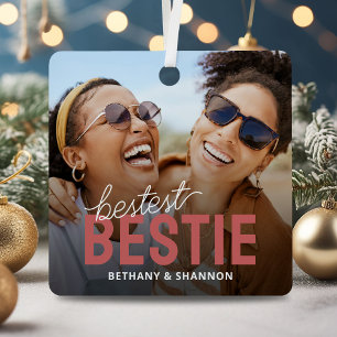 Bestest Bestie BFF Photo Christmas Metal Tree Decoration