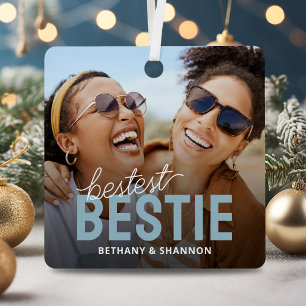 Bestest Bestie BFF Photo Christmas Metal Tree Decoration