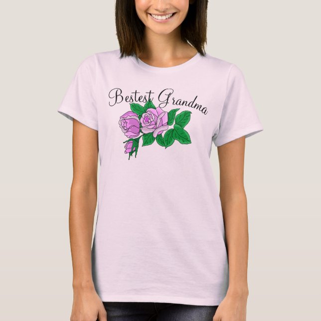 Bestest Grandma with Roses T-Shirt (Front)