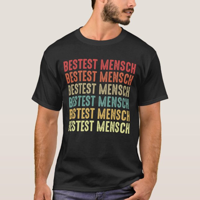 Bestest Mensch Best Man Gift Retro Colours T-Shirt (Front)