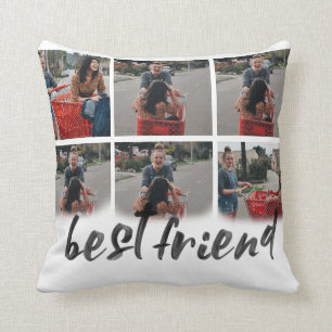 bestfriend gift 6 photo collage custom script cushion