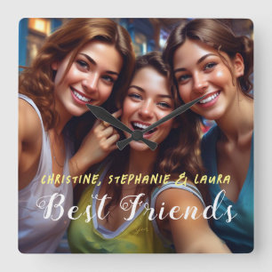 Bestfriends Selfie Square Wall Clock