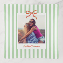 Bestie Best Friend Custom Photo Green Stripe