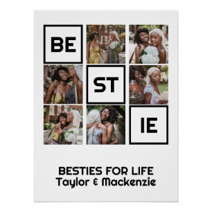Bestie Best Friends 6 Photos and Personalised Text Poster