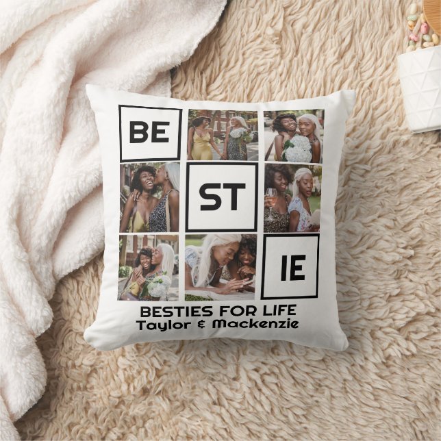 Bestie Best Friends 7 Photos and Personalised Text Cushion (Blanket)