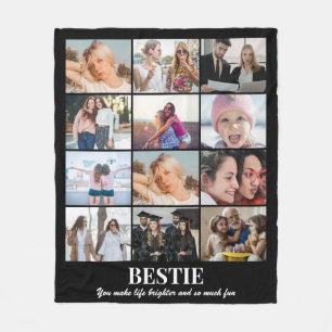 Bestie BFF Best Friends Photo Collage 12 Pictures Fleece Blanket