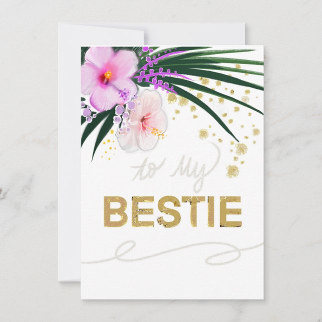 Bestie Card with Floral and Gold Accents (Front)