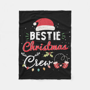 Bestie Christmas Crew Funny Best Friend Matching Fleece Blanket