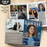 Bestie Custom Birthday Magazine Greeting Card<br><div class="desc">Make your best friend's birthday unforgettable with our Bestie Custom Birthday Magazine Greeting Card! This unique 4-page card features a personalised magazine cover and photo collage, along with fun articles celebrating your friendship. Perfect for showcasing your favourite memories together, this card adds a special touch to their birthday celebration. Customise...</div>