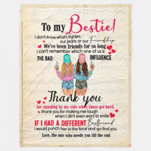 Bestie Gifts Letter To My Bestie Thank You Fleece Blanket