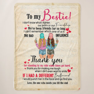 Bestie Gifts Letter To My Bestie Thank You Sherpa Blanket