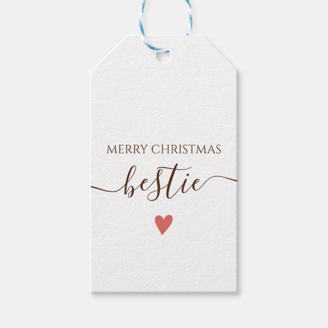 Bestie Merry Chirstmas Card Gift Tags (Front)
