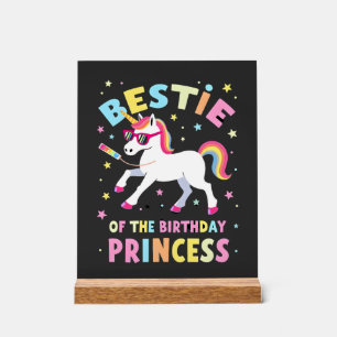 Bestie of the Birthday Princess Girl Dabbing Unico Acrylic Sign